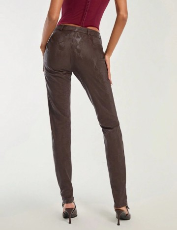 Pantaloni din imitatie de piele Shein, maro
