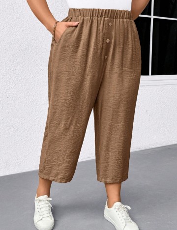 Pantaloni Shein Curve+, maro