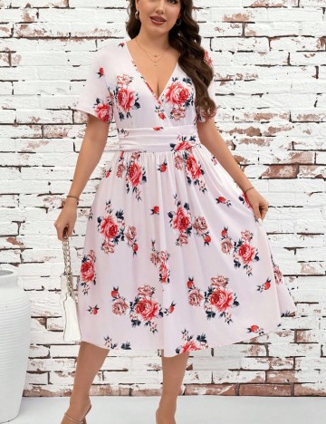 Rochie midi Shein Curve+, roz