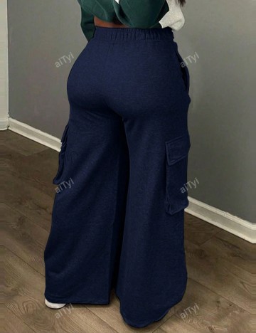 Pantaloni Shein Curve+, albastru