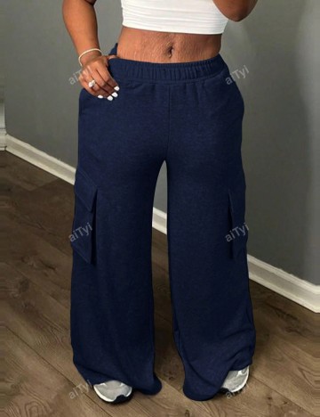 Pantaloni Shein Curve+, albastru