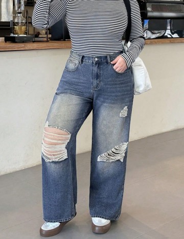 Jeans Shein Curve+, albastru
