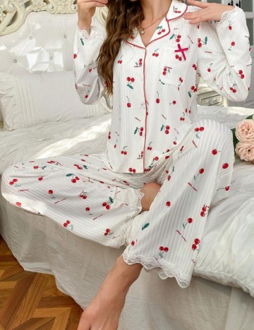 Compleu pijamale Shein, alb