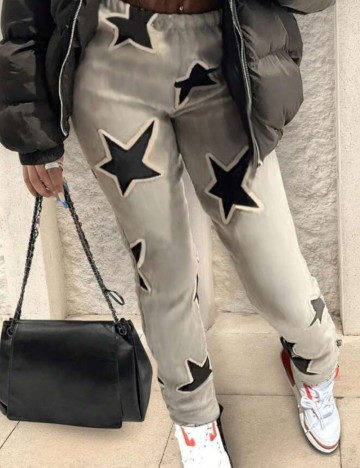 Pantaloni Shein Curve+, gri