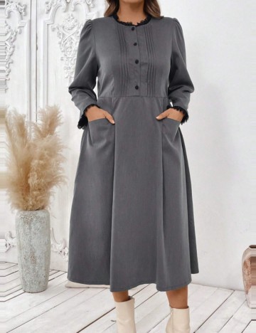 Rochie maxi Shein Curve+, gri