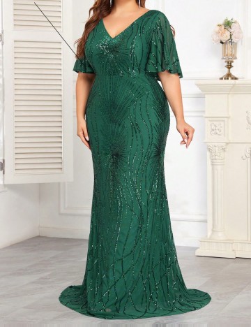 Rochie de ocazie Shein Curve+, verde