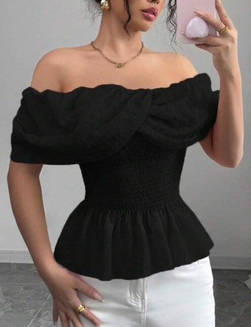 Cămașă cu mânecă scurtă Shein, negru