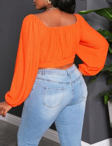 Top Shein Curve+, portocaliu
