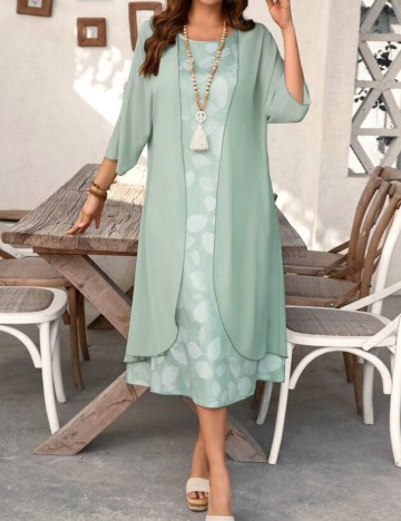 Set Rochie și Cardigan Shein, verde