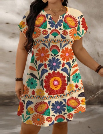 Rochie mini Shein Curve+, floral print