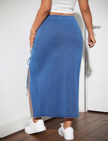 Fustă maxi Shein Curve+, albastru
