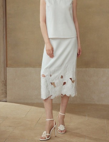 Fustă midi MOTF by Shein, alb