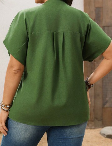 Cămașă cu mânecă scurtă Shein Curve+, verde