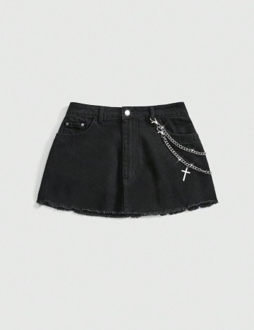 Fustă de blugi Romwe by Shein, negru