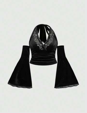 Top Romwe by Shein, negru