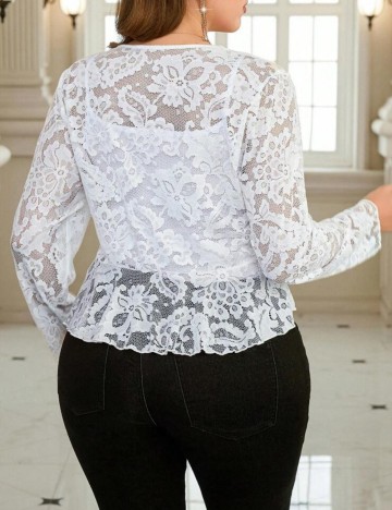 Cardigan Shein Curve+, alb