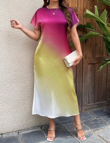 Rochie maxi Shein Curve+, mix culori