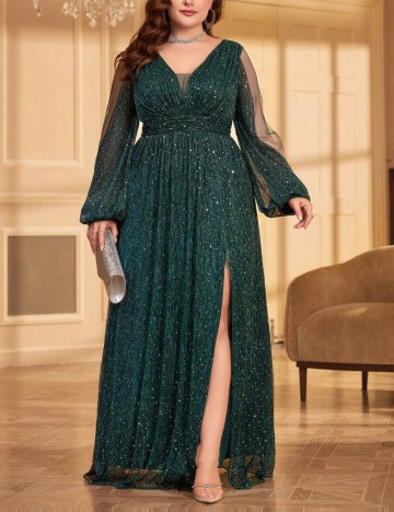 Rochie de ocazie Shein Curve+, verde