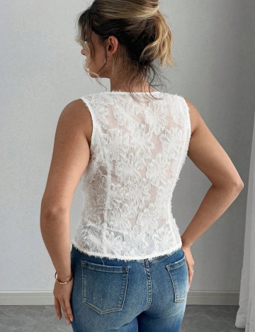 Top Shein Curve+, alb