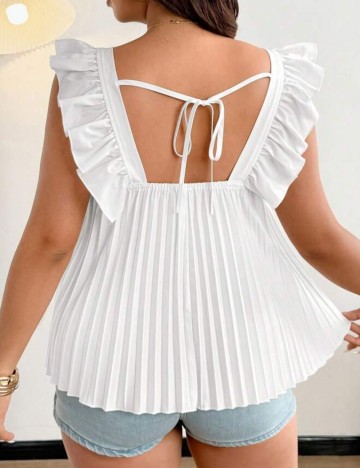 Cămașă cu mânecă scurtă Shein Curve+, alb