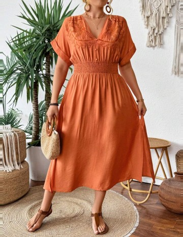 Rochie midi Shein Curve+, portocaliu