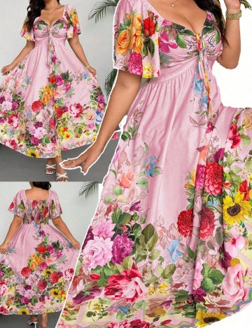 Rochie maxi Shein Curve+, mix culori