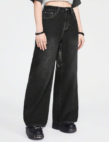 Jeans Romwe by Shein, negru