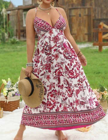 Rochie maxi Shein Curve+, mix culori
