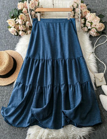 Fustă maxi Shein Curve+, albastru