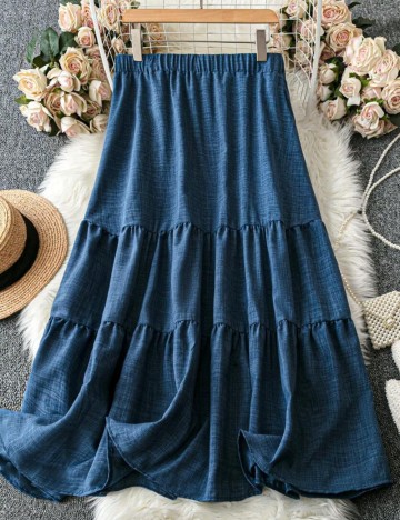 Fustă maxi Shein Curve+, albastru