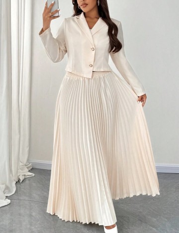 Set fustă și sacou Shein Curve+, crem