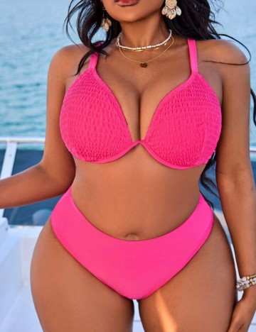 Costum de baie Shein Curve+, roz