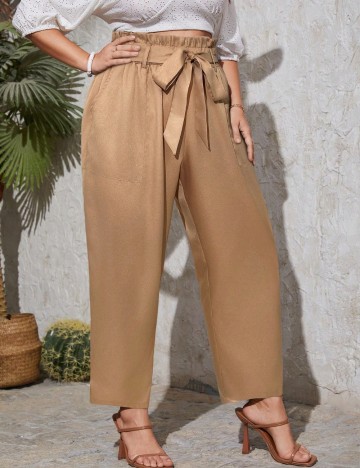 Pantaloni Shein Curve+, maro