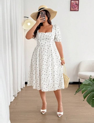 Rochie maxi Shein Curve+, crem