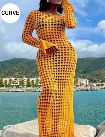 Rochie de plajă Shein Curve+, portocaliu