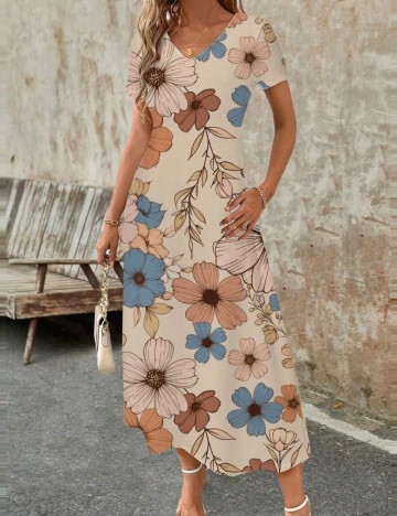 Rochie midi Shein, mix culori