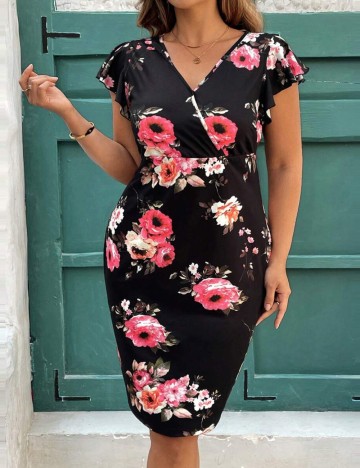 Rochie midi Shein Curve+, floral print
