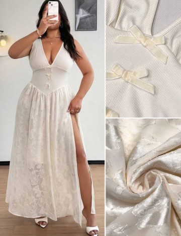 Rochie maxi Shein Curve+, crem