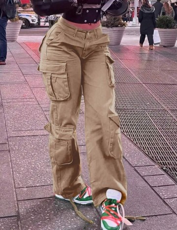 Pantaloni cargo Shein, maro