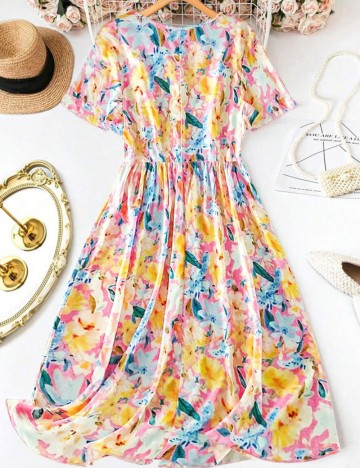 Rochie midi Shein Curve+, mix culori