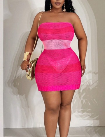 Rochie de plajă Shein Curve+, roz