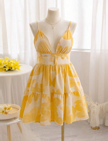 Rochie mini Shein Curve+, galben