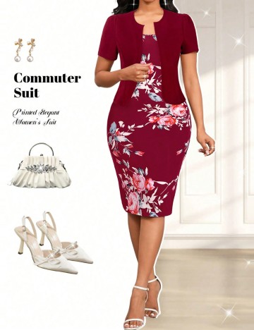 Set Rochie și Cardigan Shein, vișiniu