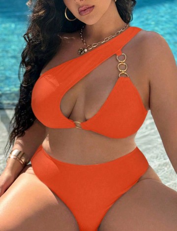 Costum de baie Shein Curve+, portocaliu