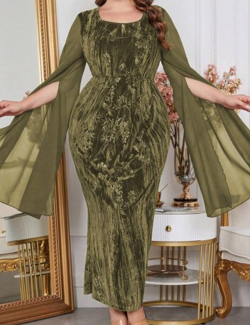 Rochie maxi Shein Curve+, verde