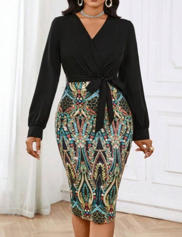 Rochie midi Shein Curve+, mix culori