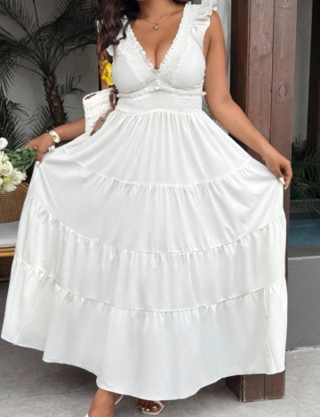 Rochie maxi Shein Curve+, alb