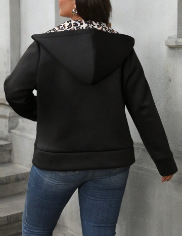 Hanorac Cu Fermoar Shein Curve+, negru