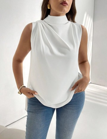 Cămașă cu mânecă scurtă Shein Curve+, alb