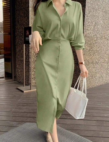 Rochie tip cămașă Shein, verde